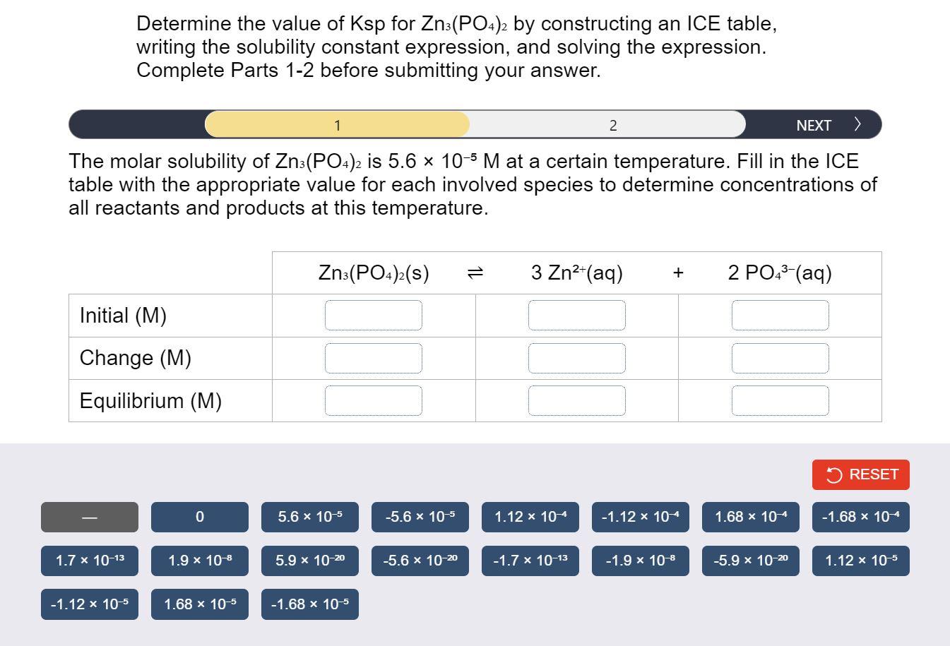 Solved Determine the value of Ksp for Zn3(PO4)2 by | Chegg.com