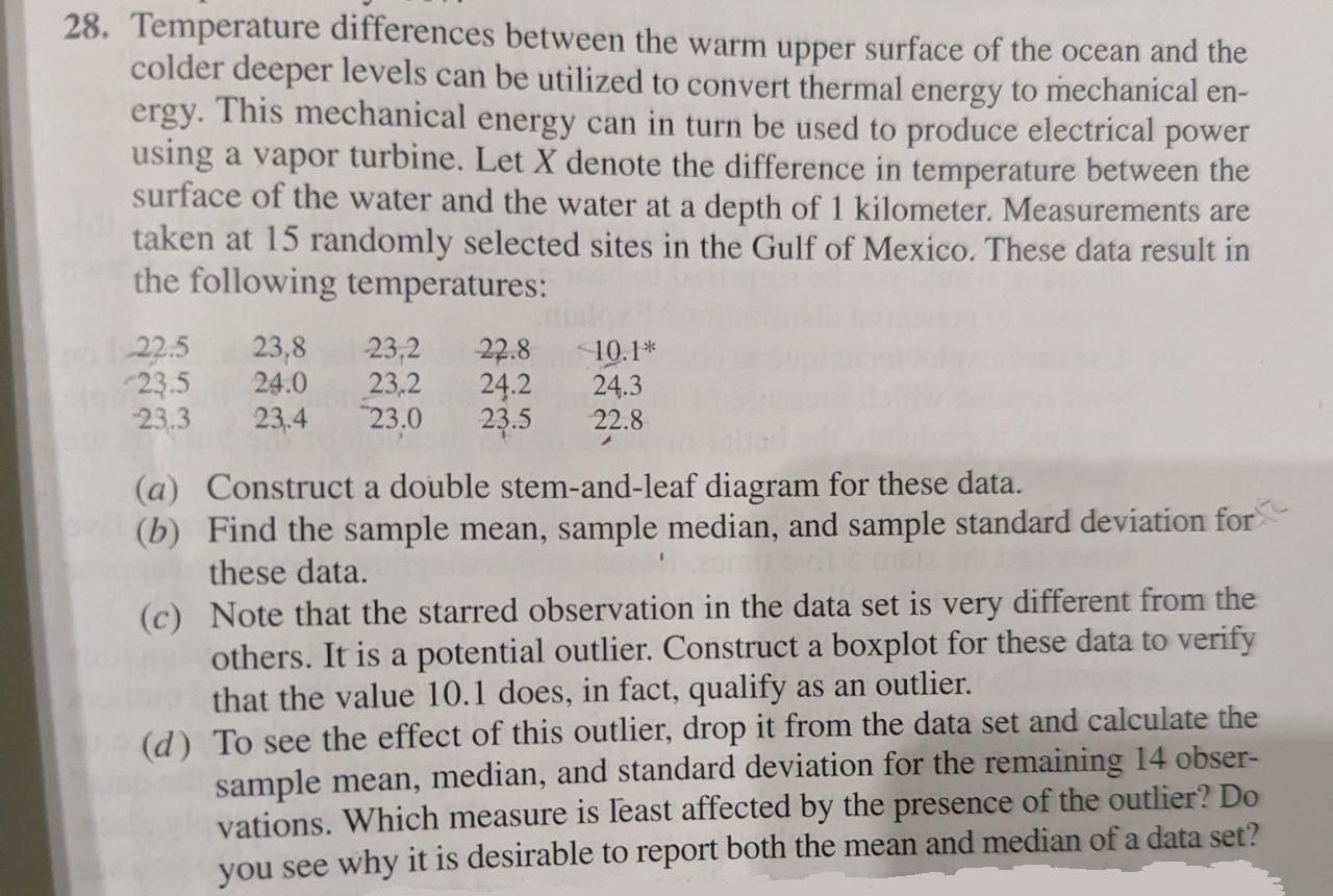 Solved 28. Temperature differences between the warm upper | Chegg.com