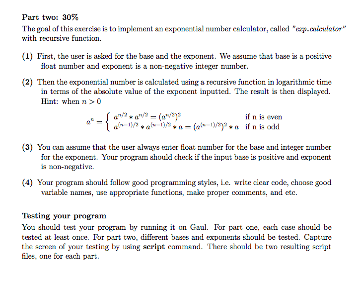 Part two: 30% The goal of this exercise is to | Chegg.com