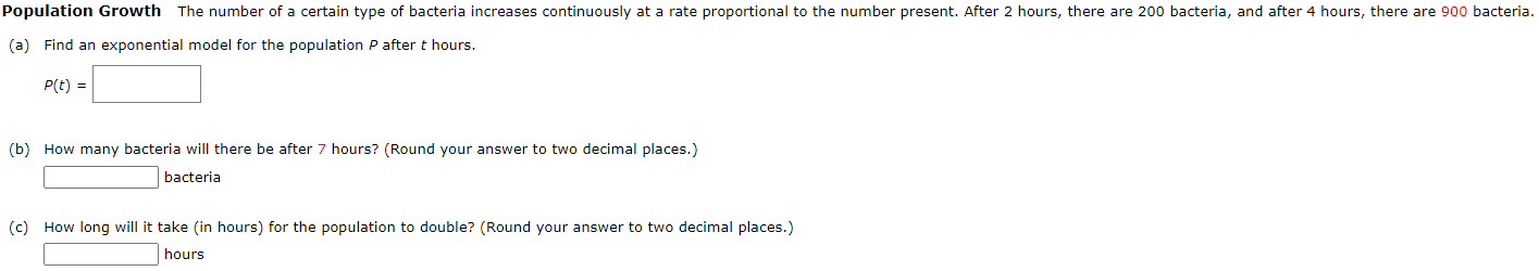 Solved Population Growth The number of a certain type of | Chegg.com