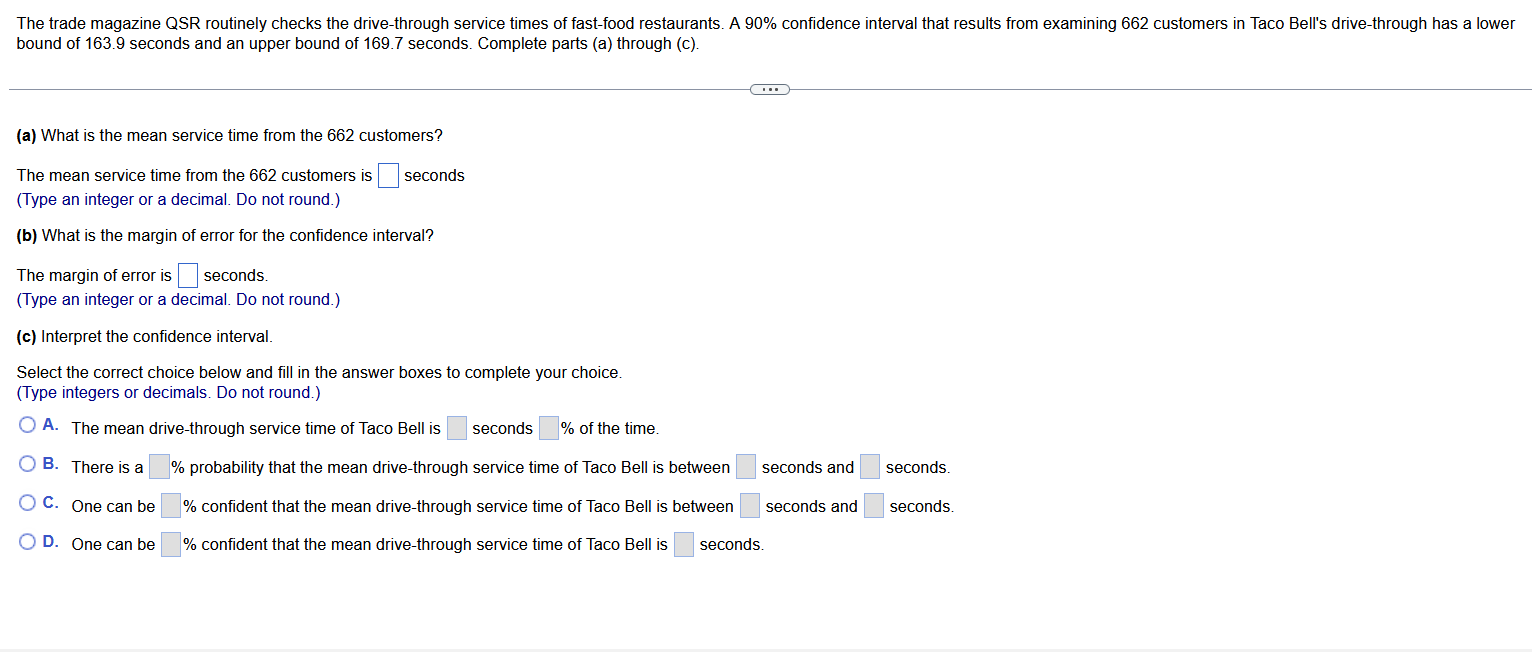 Solved bound of 163.9 seconds and an upper bound of 169.7 | Chegg.com ...