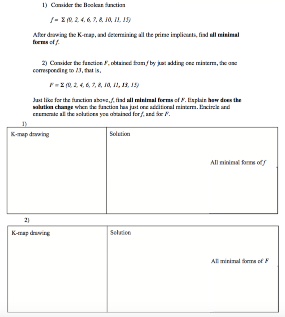 Solved 1 Consider The Boolean Function F 2 0 2 4 6