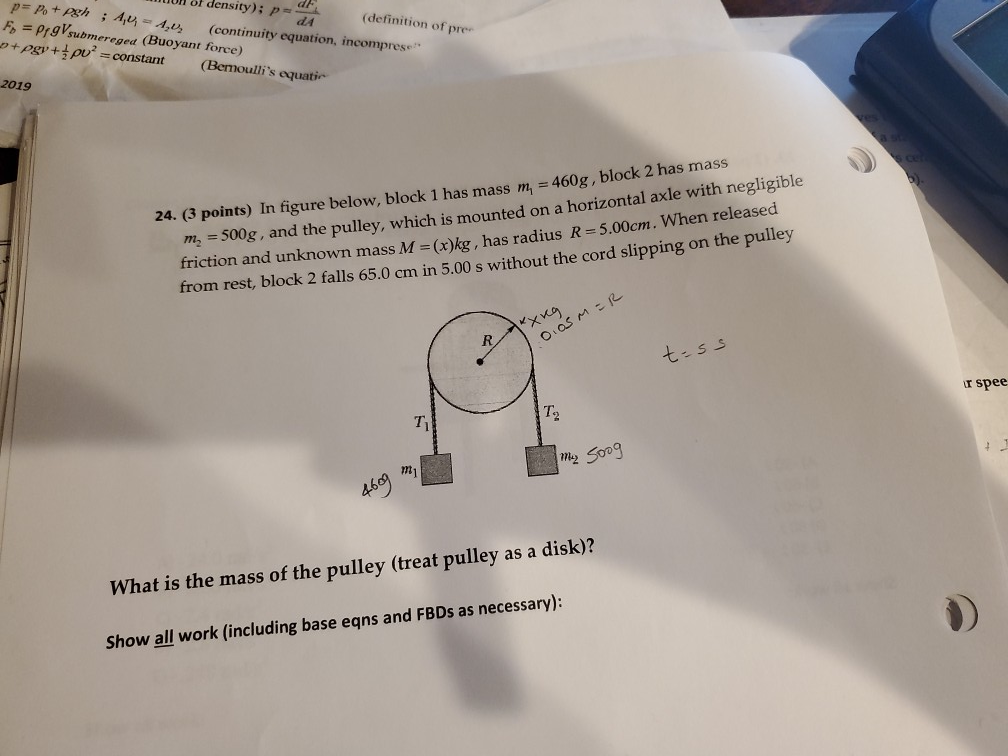 Solved U of density); P=- (definition of prer p= Po + Pgh ; | Chegg.com