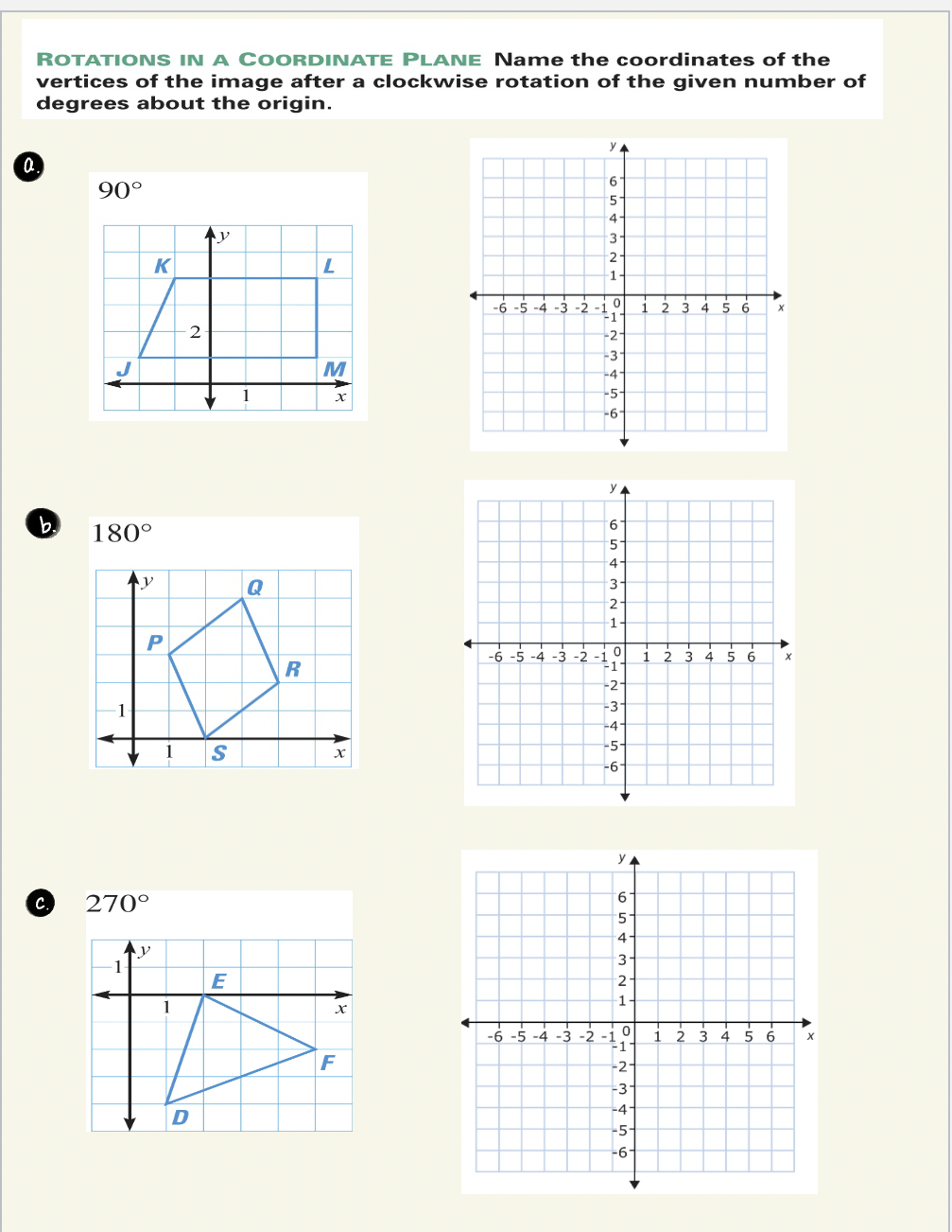 Solved ROTATIONS IN A COORDINATE PLANE Name The Coordinates | Chegg.com