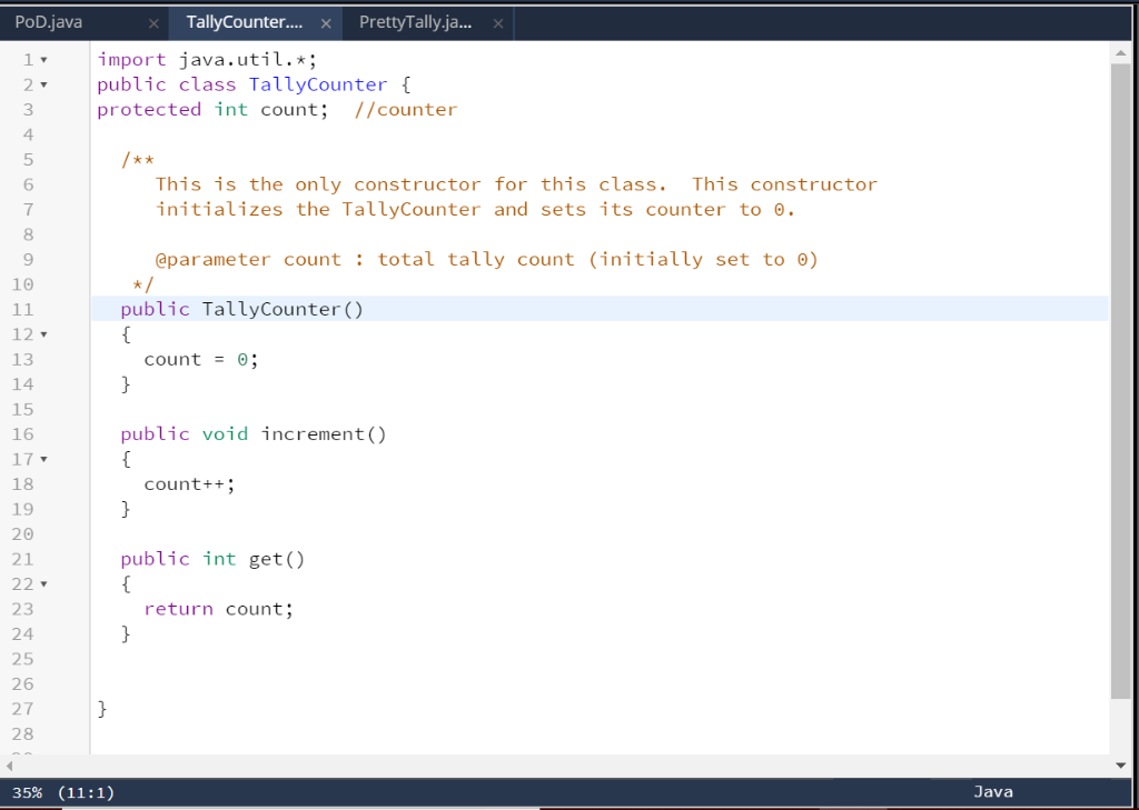 Solved Today's task is to subclass the TallyCounter class | Chegg.com