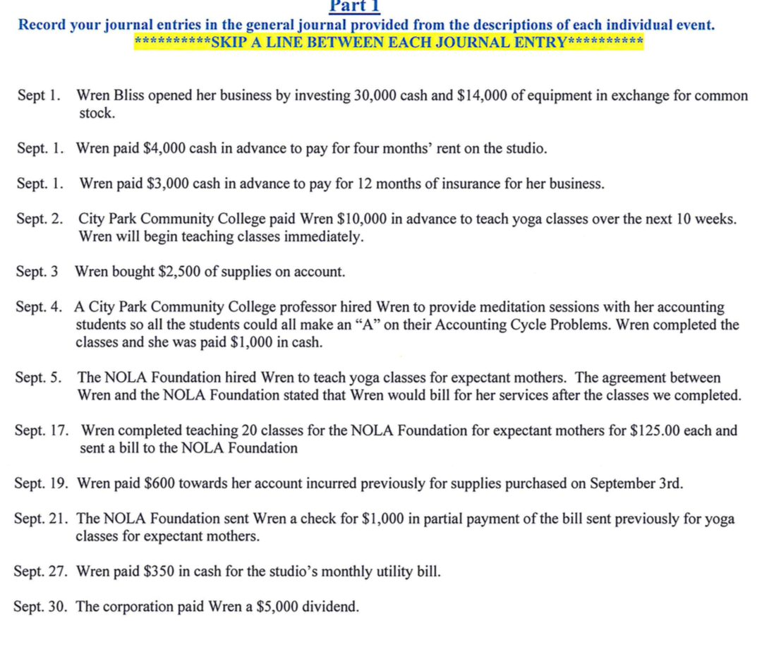 Solved Part 1 Record your journal entries in the general | Chegg.com
