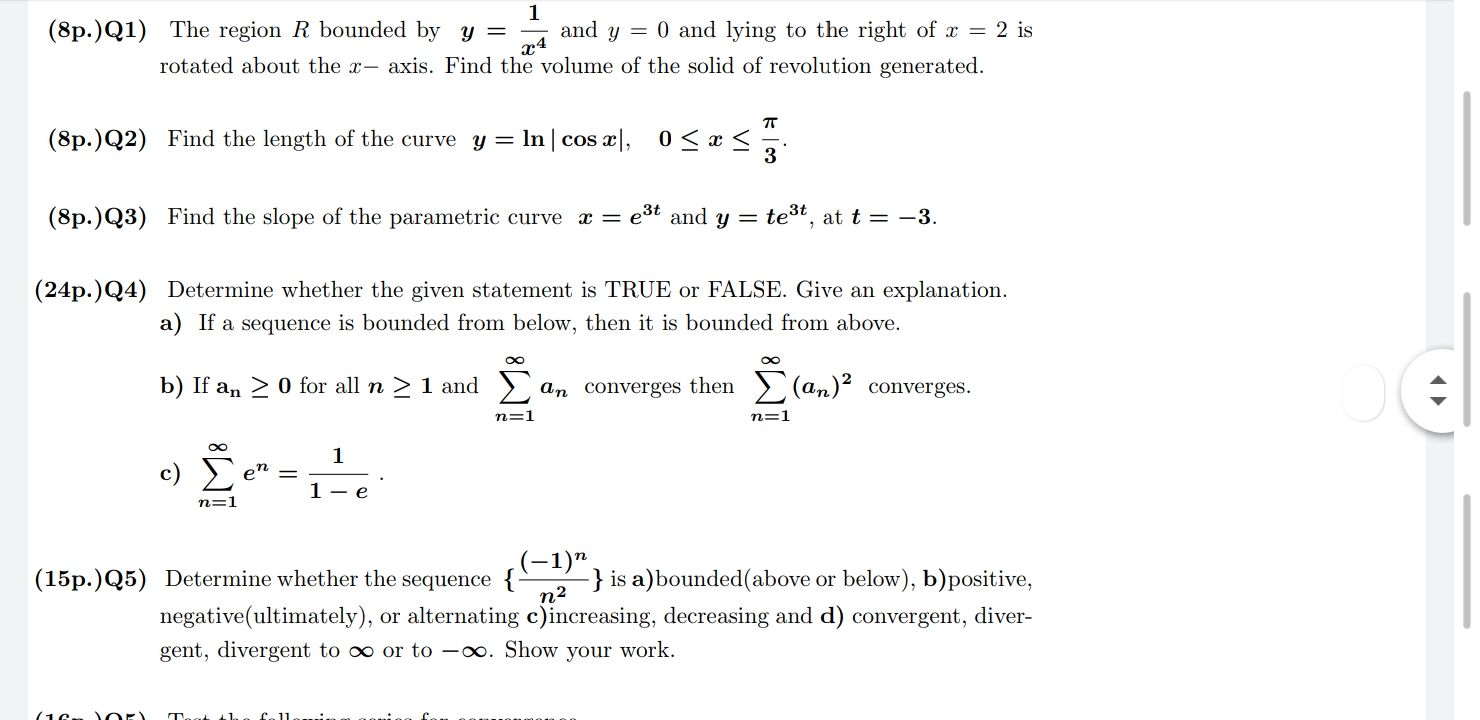 Solved 1 8p Q1 The Region R Bounded By Y And Y 0 A Chegg Com