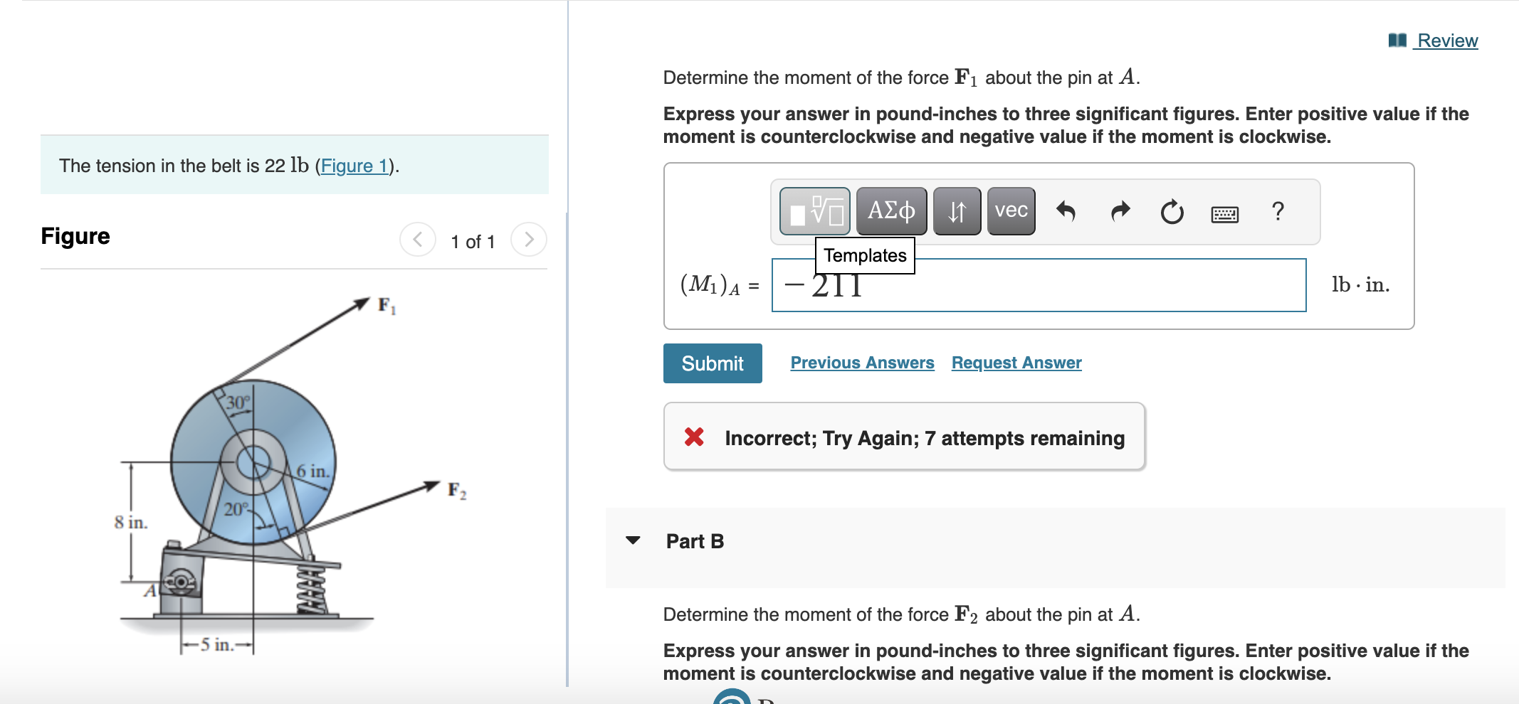 Solved Determine the moment of the force F1 about the pin at | Chegg.com