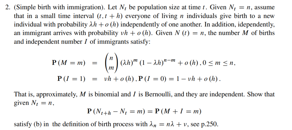 2 Simple Birth With Immigration Let N4 Be Popu Chegg Com