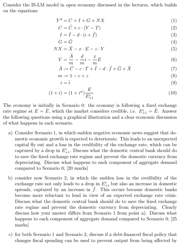 Solved Consider the IS-LM model in open economy discussed in | Chegg.com