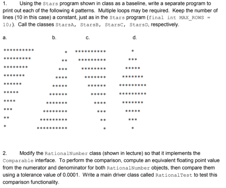 Solved 1. Using the Stars program shown in class as a | Chegg.com