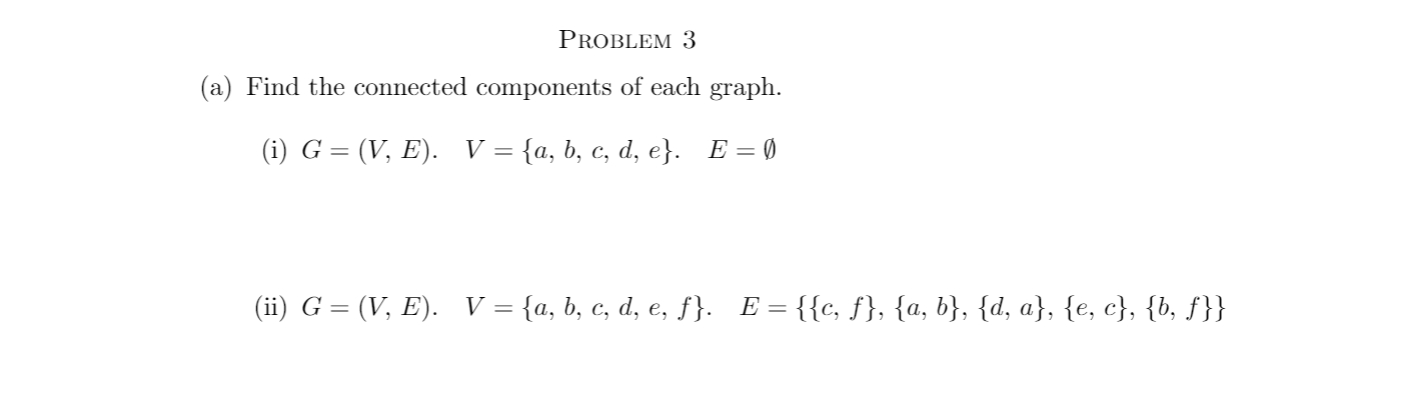 Solved Problem 3 A Find The Connected Components Of Eac Chegg Com