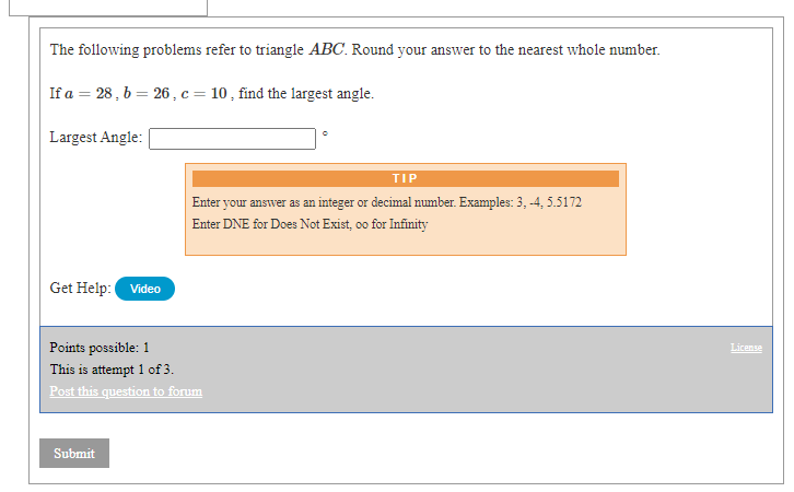 Solved The Following Problems Refer To Triangle ABC. Round | Chegg.com