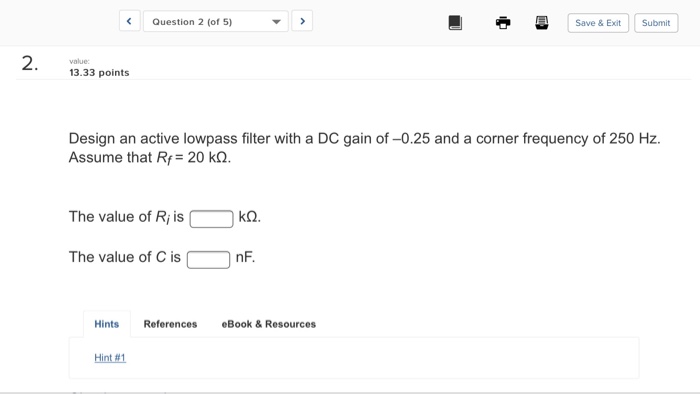 Solved Design an active lowpass filter with a DC gain of | Chegg.com