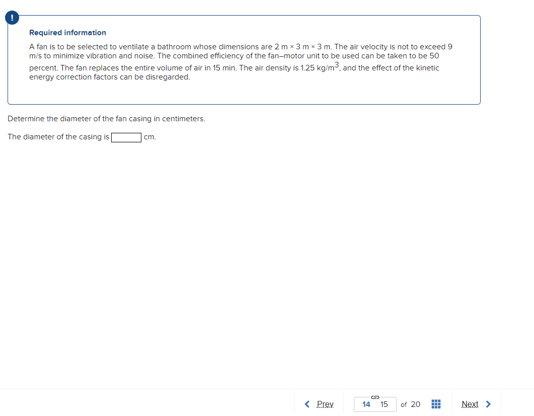 Solved Required information A fan is to be selected to | Chegg.com