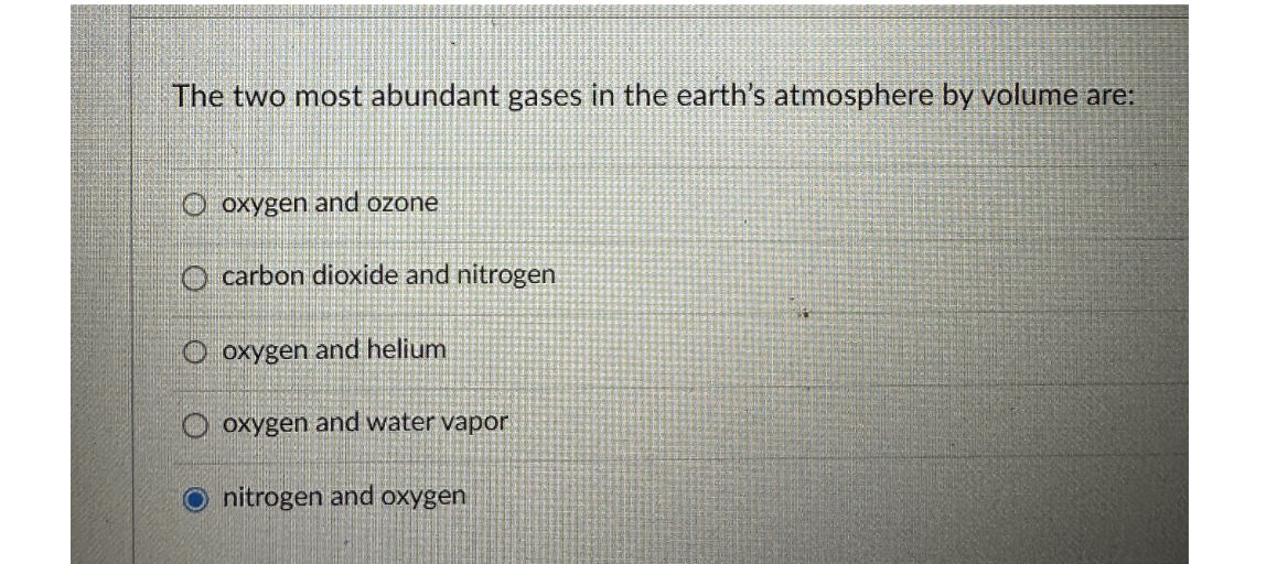 what are the two most common gases in earth's atmosphere quizlet