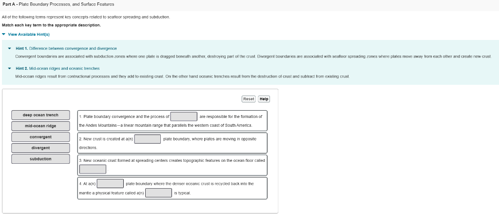 Solved: Part A Plate Boundary Processes, And Surfacc Fcatu... | Chegg.com