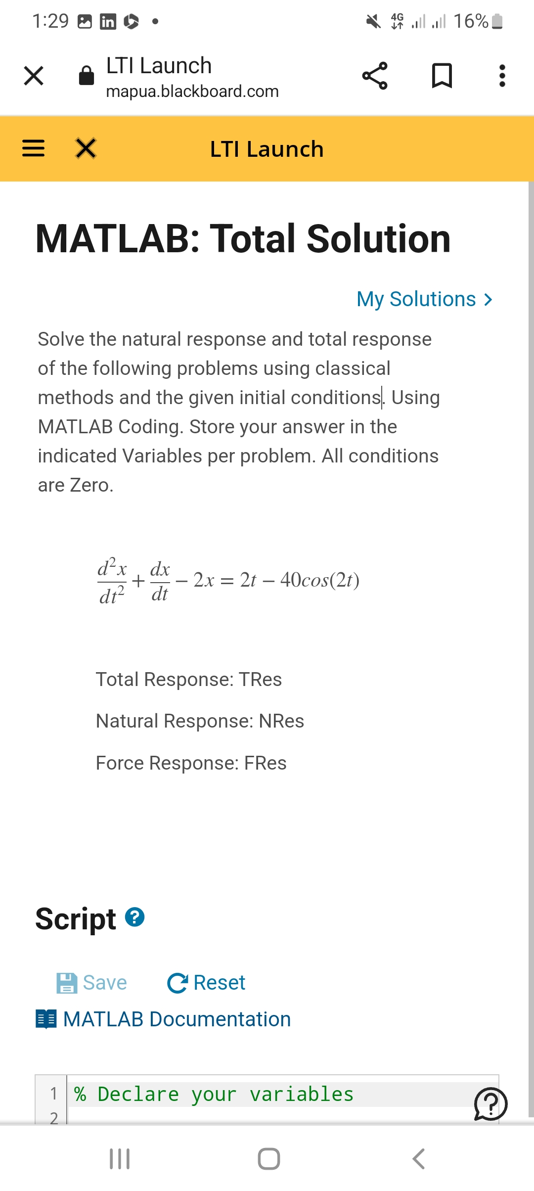 Solved Solve the natural response and total response of the | Chegg.com