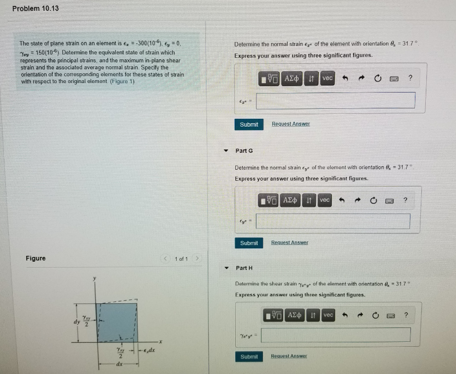 Solved Problem 10.13 Determine the normal strain Eye of the | Chegg.com