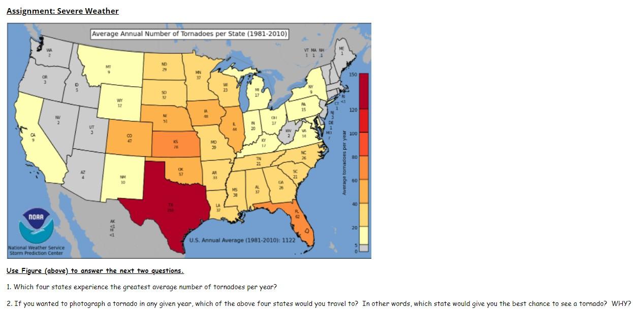 Solved Assignment: Severe Weather Average Annual Number of | Chegg.com