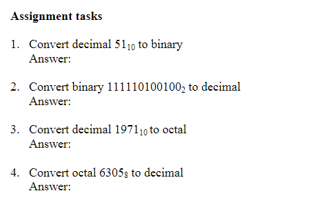 Solved 1. Convert binary number 101012 to its decimal | Chegg.com