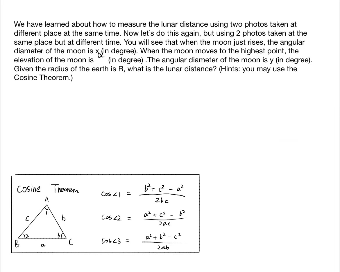 Solved We have learned about how to measure the lunar | Chegg.com