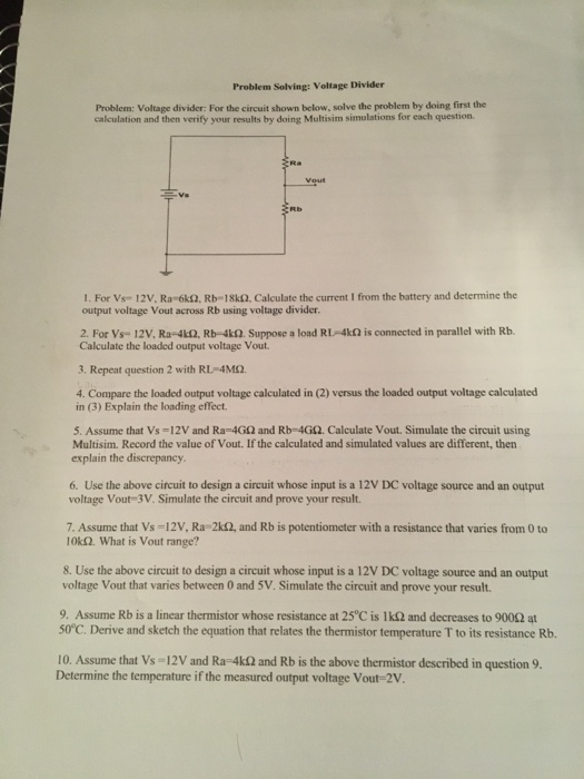 Solved Problem Solving: Voltage Divider Problem: Voltage | Chegg.com