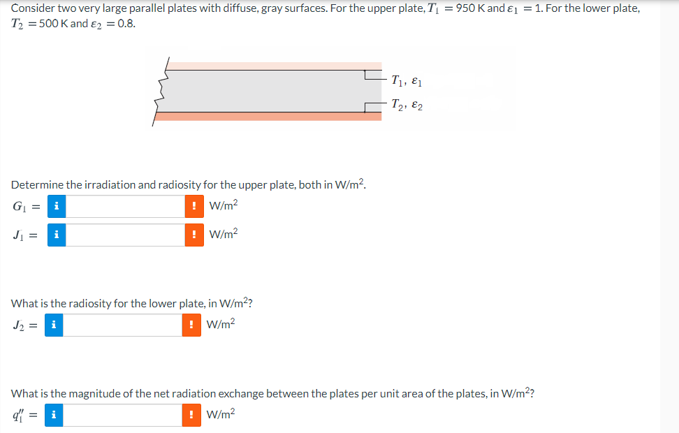 Solved Consider two very large parallel plates with diffuse, | Chegg.com