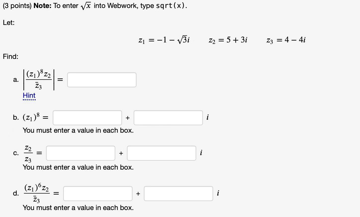 Solved (3 points) Note: To enter VX into Webwork, type | Chegg.com