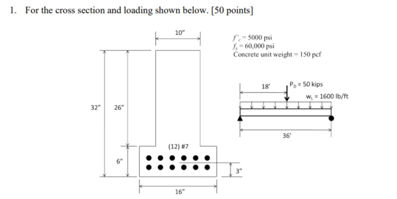 1. For the cross section and loading shown below. (50 | Chegg.com