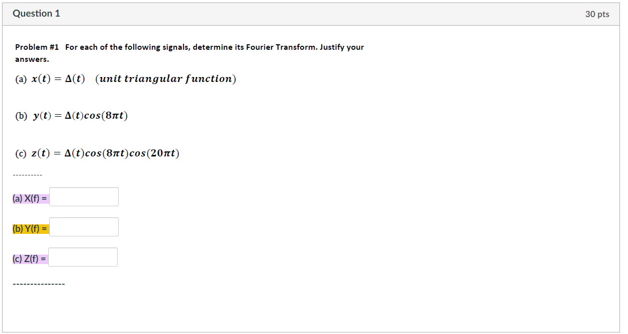 Solved Question 1 30 Pts Problem #1 For Each Of The | Chegg.com