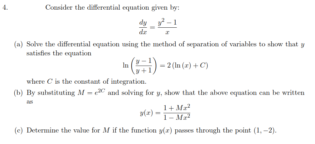 Solved 4. Consider the differential equation given by: dy y? | Chegg.com