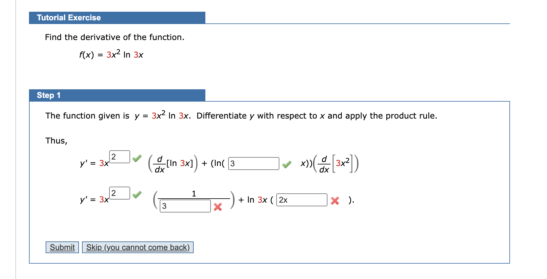 Solved Tutorial Exercise Find The Derivative Of The | Chegg.com