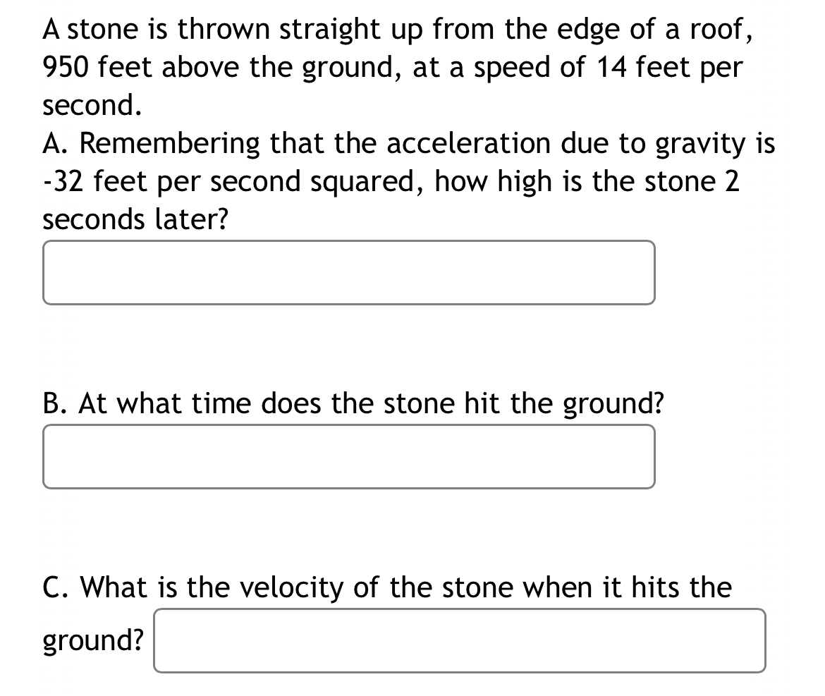 Solved A stone is thrown straight up from the edge of a | Chegg.com