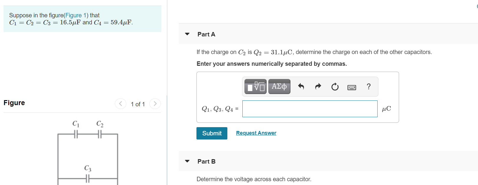 Solved Suppose in the figure(Figure 1) that C1 = C2 = C3 = | Chegg.com