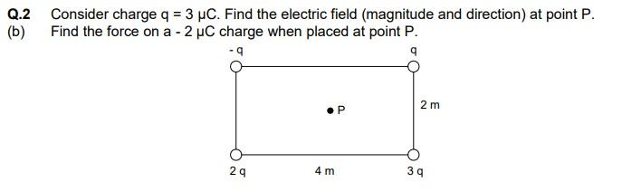 Solved Q.2 (b) Consider Charge Q = 3 UС. Find The Electric | Chegg.com