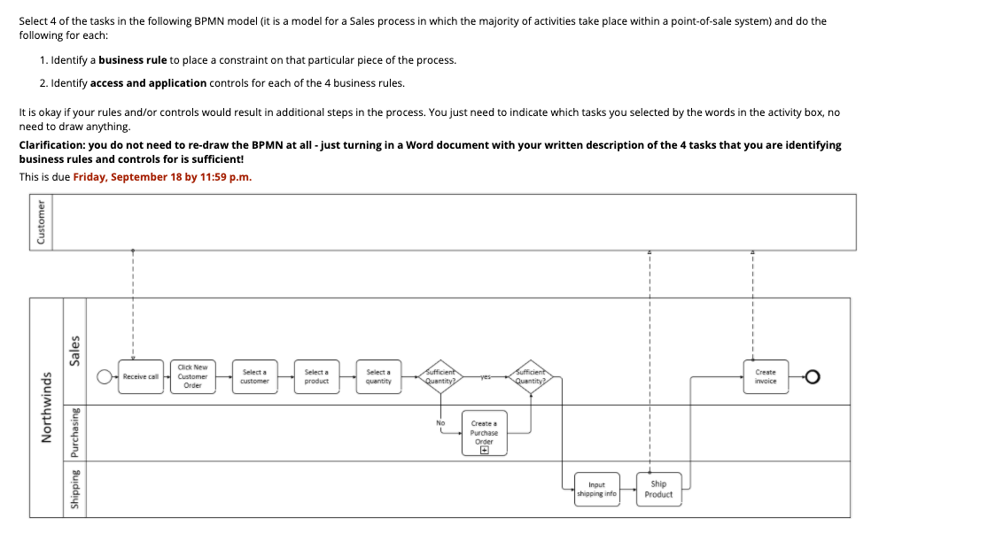Select 4 of the tasks in the following BPMN model (it