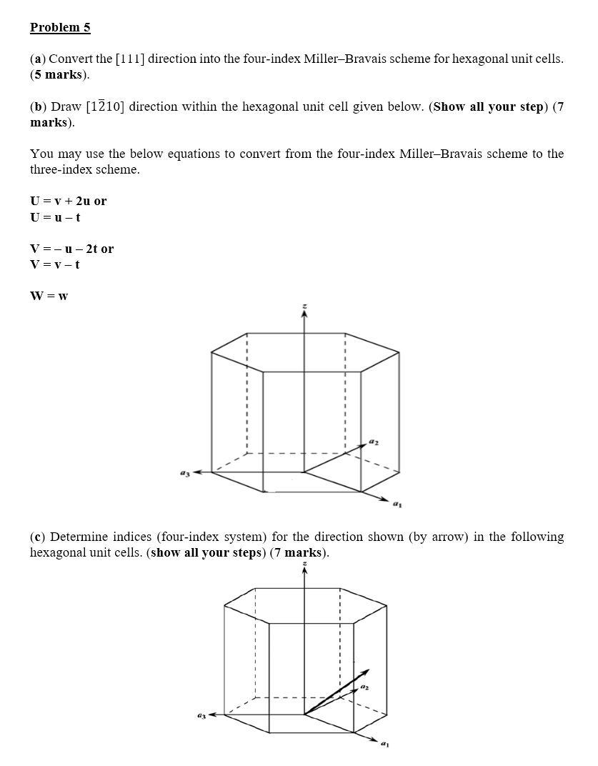 Solved Problem 5(a) ﻿Convert the [111] ﻿direction into the | Chegg.com