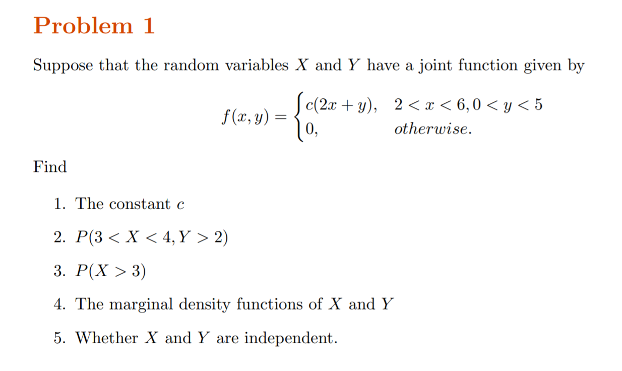 Solved Problem 1 Suppose That The Random Variables X And Chegg Com Solved Problem 1 Suppose That The Random Variables X And Chegg Com