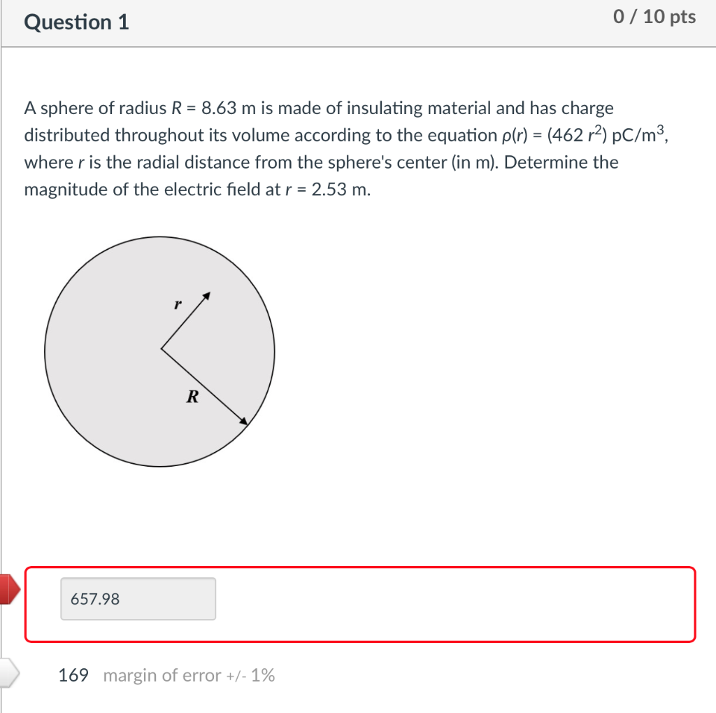 Solved A sphere of radius R = 8.63 m is made of insulating