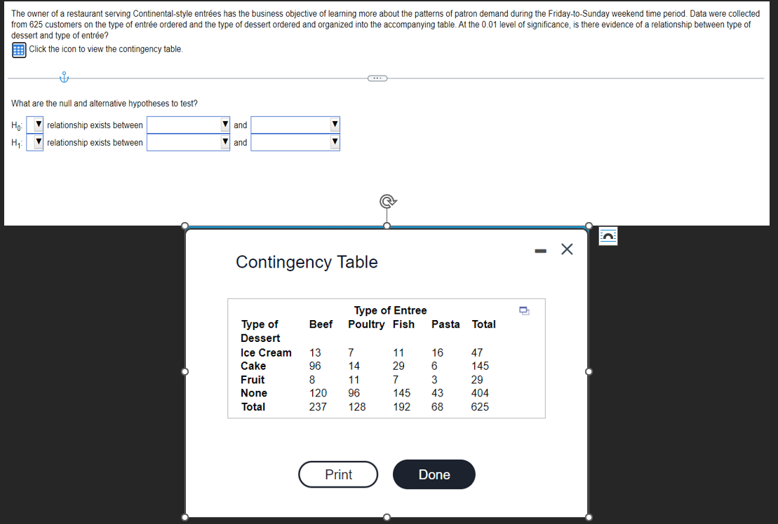 Solved Dessert And Type Of Entrée?Click The Icon To View The | Chegg ...