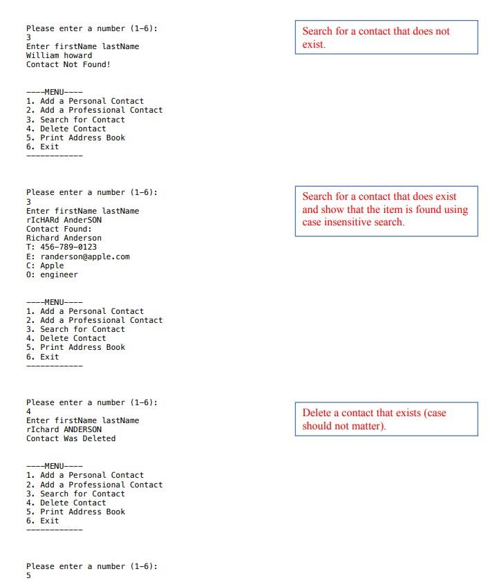 Address Book Program In Java