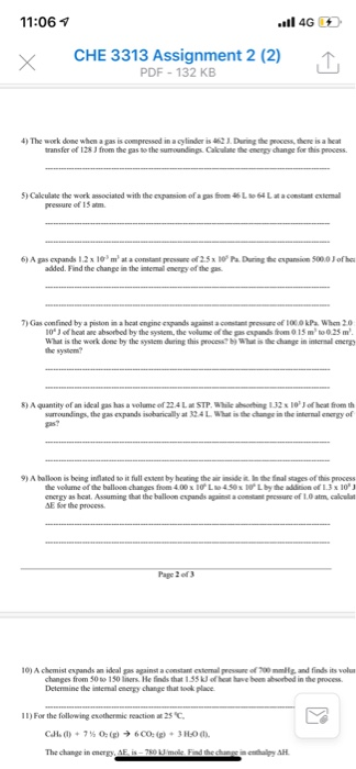 Solved 11:06 al 4G CHE 3313 Assignment 2 (2) PDF-132 KB | Chegg.com