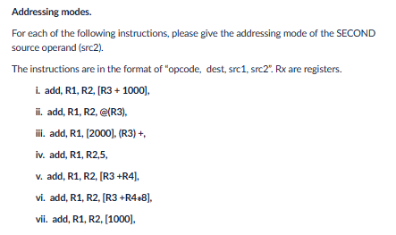 Solved Addressing modes. For each of the following | Chegg.com