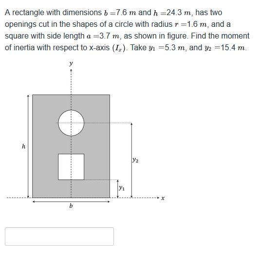 Solved A Rectangle With Dimensions B =76 M And H = 24.3 M, | Chegg.com