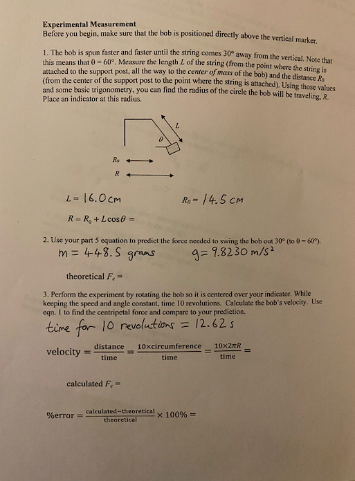 Solved Experimental Measurement Before you begin, make sure | Chegg.com