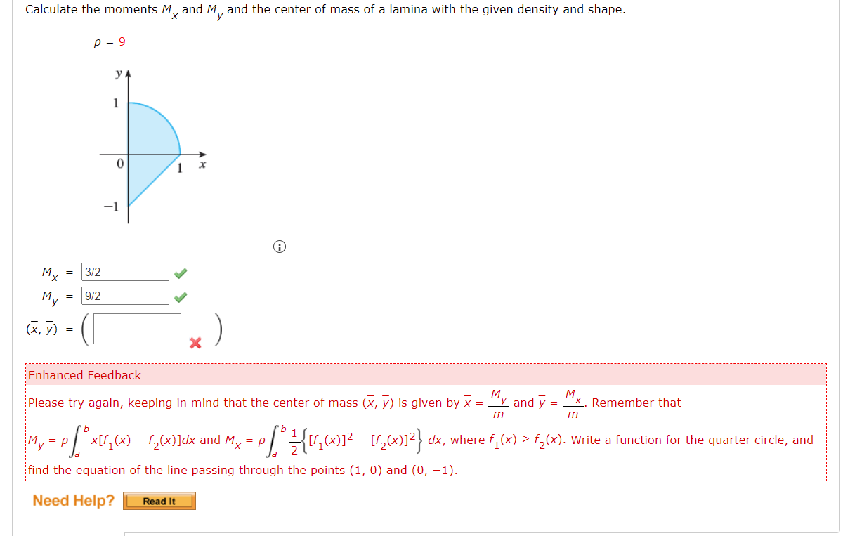 Solved (4 Points) Calculate The Moments Mx And My And The, 55% OFF