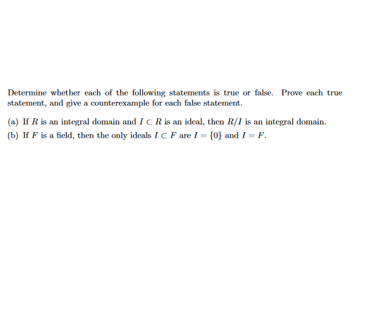 Solved Determine whether each of the following statements is | Chegg.com
