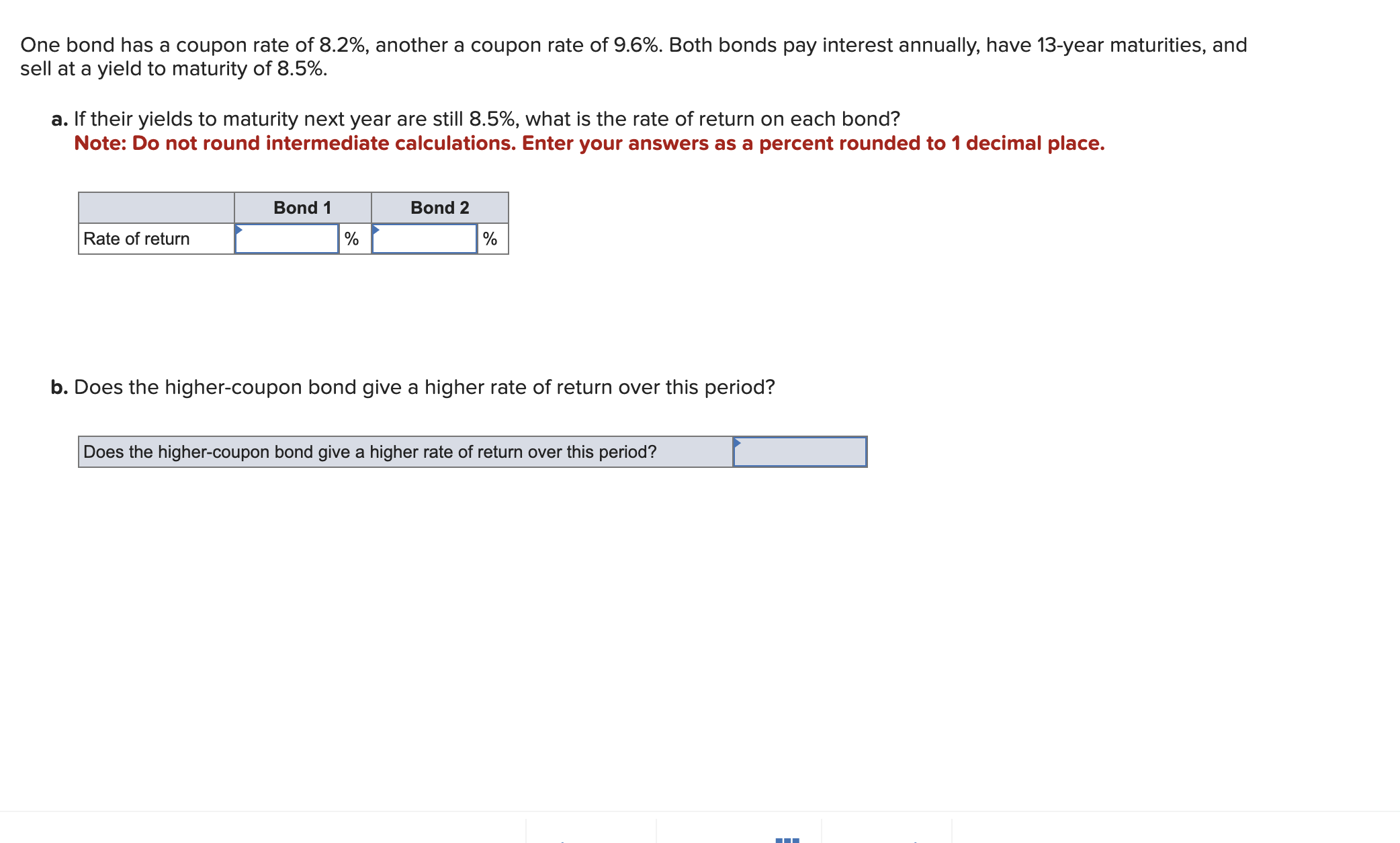 Solved One bond has a coupon rate of 8.2%, another a coupon | Chegg.com