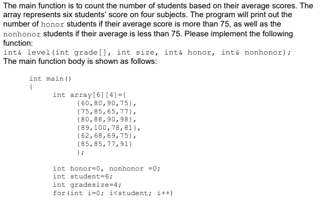 Solved The main function is to count the number of students | Chegg.com